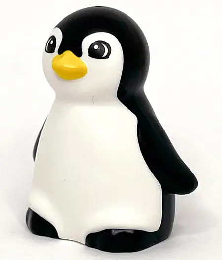Black Duplo Penguin Baby with Molded White Stomach and Face and Printed Yellow Beak and Black Eyes P