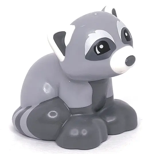 Light Bluish Gray Duplo Red Panda / Fox with Dark Bluish Gray Feet, Black Eyes, and White Ears and M