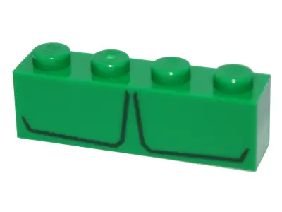 Green Brick 1 x 4 with 2 Dark Green Stripes Pattern (BrickHeadz The Hulk Chest)