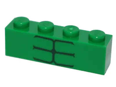 Green Brick 1 x 4 with 6 Dark Green Stripes Pattern (BrickHeadz The Hulk Abdomen)