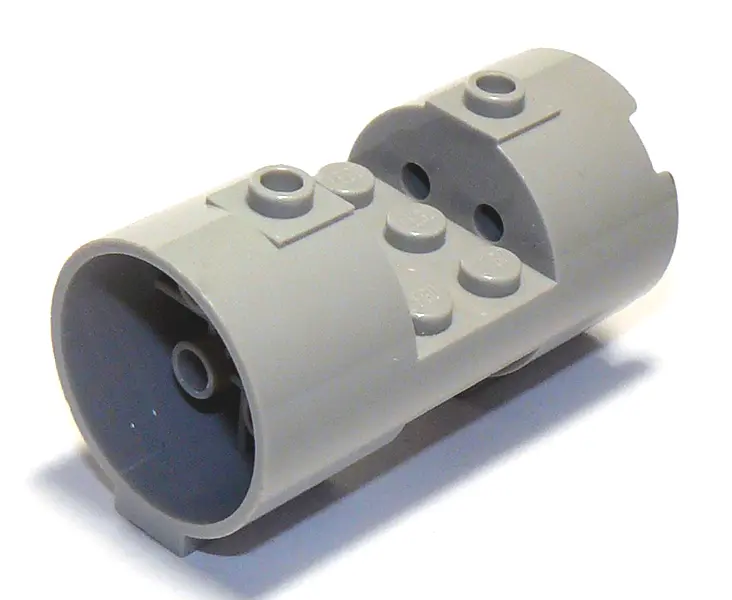 Light Bluish Gray Cylinder 3 x 6 x 2 2/3 Horizontal - Square Connections Between Interior Studs