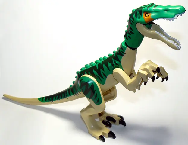 Tan Dinosaur Baryonyx with Dark Green Stripes