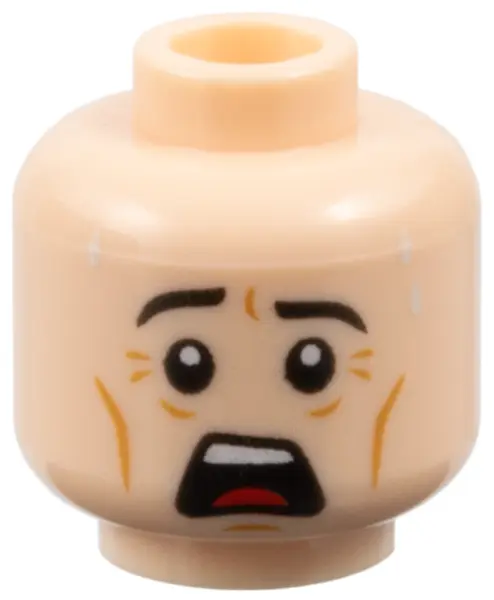 Light Nougat Minifigure, Head Male Black Eyebrows, White Pupils, Chin Dimple, Cheek Lines, Sweat Dro