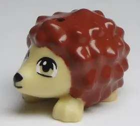 Tan Hedgehog, Friends Style with Black Eyes and Nose and Reddish Brown Spines Pattern (Oscar)