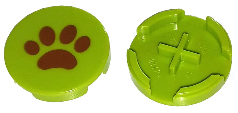 Lime Tile, Round 2 x 2 with Reddish Brown Paw Print Pattern