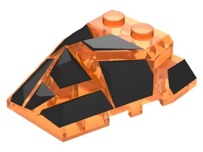Trans-Orange Wedge 4 x 4 Fractured Polygon Top with Black Facets Pattern