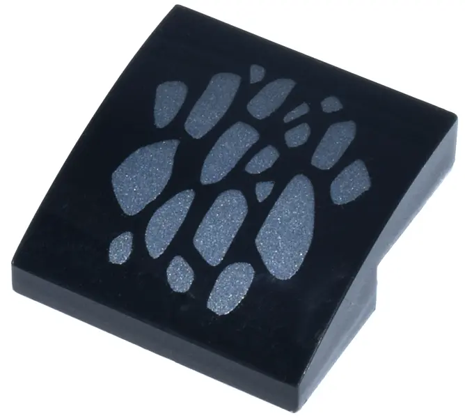 Black Slope, Curved 2 x 2 x 2/3 with Dark Silver Dragon Scales Pattern