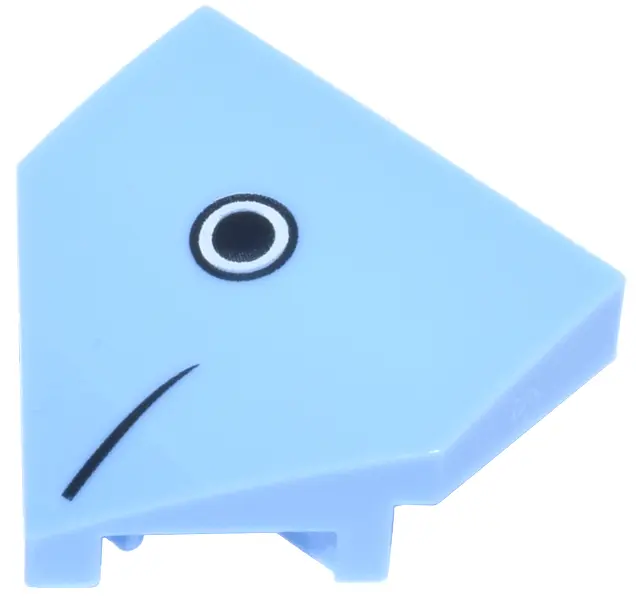 Bright Light Blue Wedge 2 x 2 x 2/3 Pointed with White Eye with Black Pupil, Circle Outline and Tape
