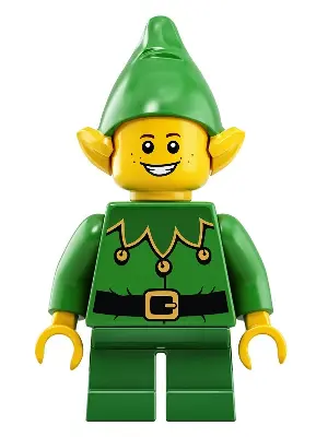 Elf - Green Scalloped Collar with Bells, Freckles, Open Mouth Smile with Teeth