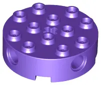 Dark Purple Brick, Round 4 x 4 with 4 Side Pin Holes and Center Axle Hole