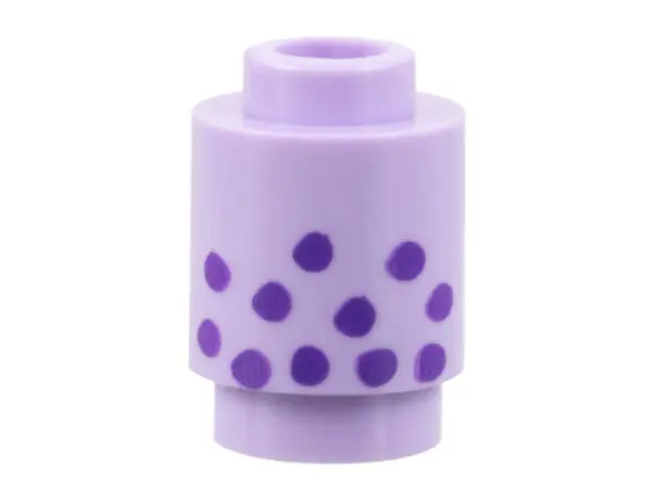 Lavender Brick, Round 1 x 1 with Dark Purple Spots Pattern