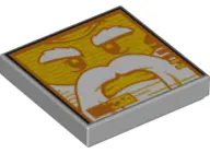 Light Bluish Gray Tile 2 x 2 with Screen with Yellow Minifigure Face, White Bushy Eyebrows, Beard, a