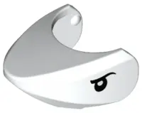 White Shark Head with Rounded Nose with Black Eyes with White Partial Circle Glints Pattern