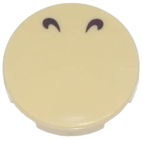 Tan Tile, Round 2 x 2 with Bottom Stud Holder with 2 Dark Brown Curved Lines Pattern (Super Mario No