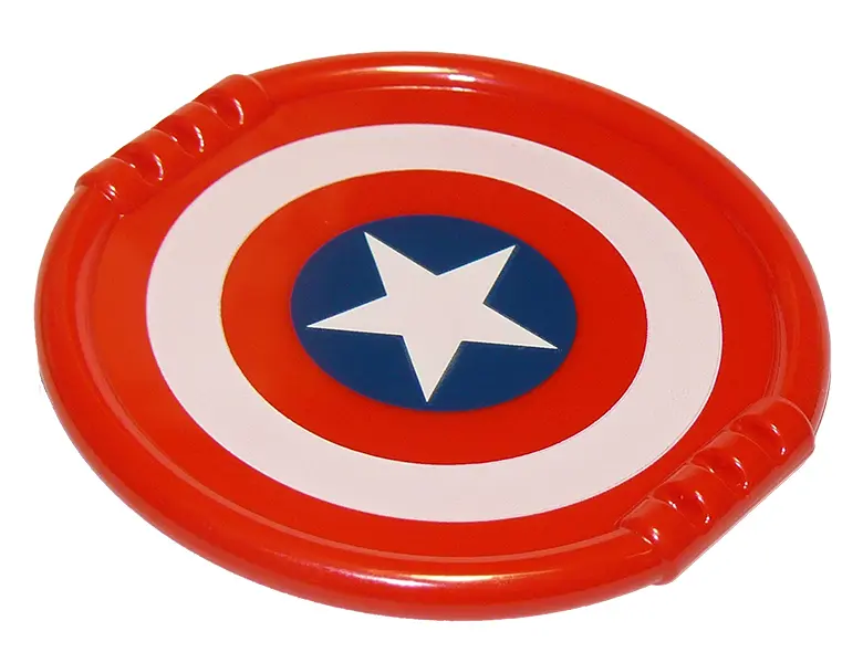 Red Duplo Utensil Disk with White Ring, Star in Dark Blue Circle Pattern (Captain America Shield)