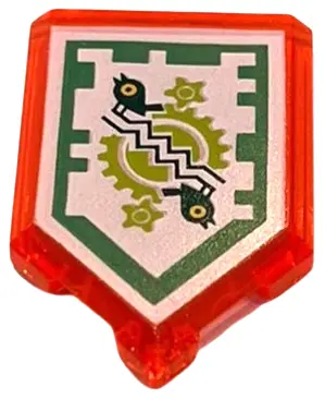 Trans-Neon Orange Tile, Modified 2 x 3 Pentagonal with Nexo Power Shield Pattern - Time Breach (Gree