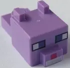 Medium Lavender Creature Head Pixelated with Ears, Nose, and Face with Dark Purple Eyes and Magenta 