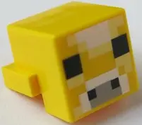 Yellow Creature Head Pixelated with Light Bluish Gray, White, Bright Light Yellow and Black Face Pat