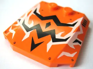 Orange Wedge 4 x 4 x 2/3 Triple Curved with Black and White Lightning Pattern