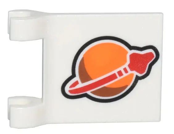 White Flag 2 x 2 Square with Flared Edge with Orange and Red Classic Space Logo Pattern on Both Side