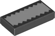 Black Tile 1 x 2 with White Stripe with Zigzag Edges Pattern