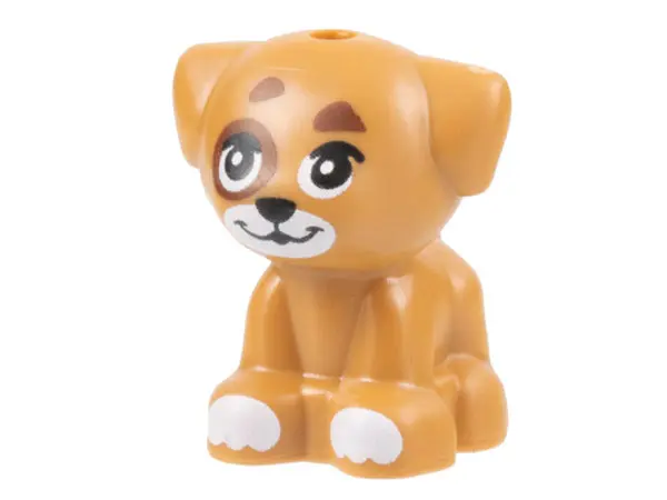 Medium Nougat Dog, Friends Style, Puppy, Standing, Small with White Muzzle and Paws, and Reddish Bro