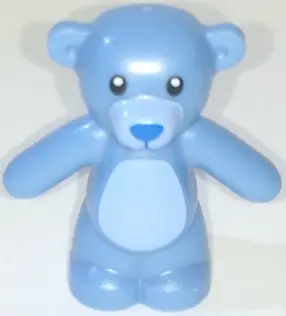 Medium Blue Teddy Bear with Black Eyes, Blue Nose and Mouth, Bright Light Blue Stomach and Muzzle Pa