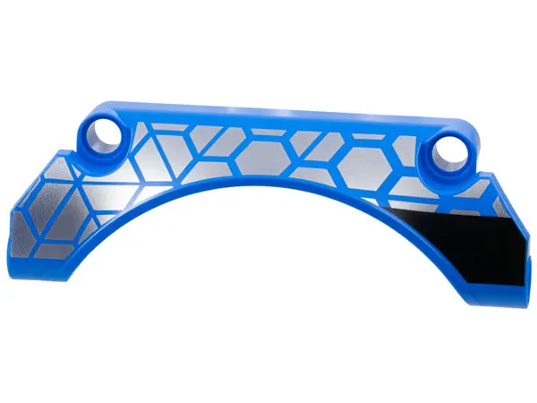 Blue Technic, Panel Car Mudguard Arched 9 x 2 x 3 Straight Top with Silver Polygons and Thick Black 