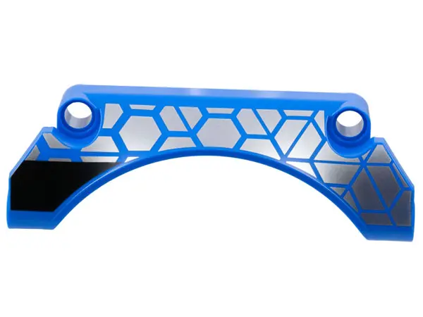 Blue Technic, Panel Car Mudguard Arched 9 x 2 x 3 Straight Top with Silver Polygons and Thick Black 