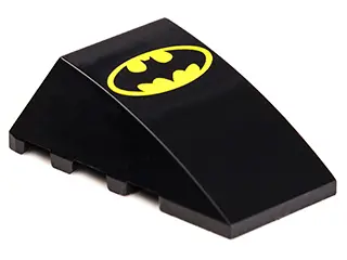 Black Wedge 4 x 4 Triple Curved No Studs with Large Batman Logo Pattern (Printed)