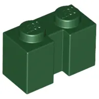 Dark Green Brick, Modified 1 x 2 with Channel