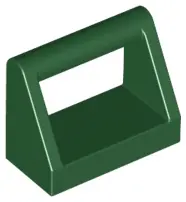 Dark Green Tile, Modified 1 x 2 with Bar Handle