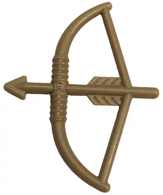 Dark Tan Minifigure, Weapon Bow, Longbow with Arrow Drawn