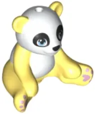 Bright Light Yellow Panda, Friends Style, Sitting with Molded White Head, Stomach and Back and Print