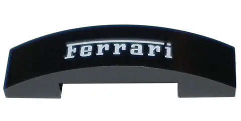 Black Slope, Curved 4 x 1 x 2/3 Double with White 'Ferrari' Pattern
