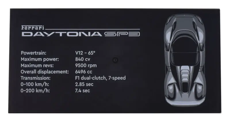 Black Tile 8 x 16 with Bottom Tubes, Textured Surface with Ferrari Daytona SP3 Pattern