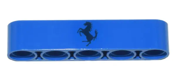 Blue Technic, Liftarm Thick 1 x 5 with Ferrari Logo Black Horse Pattern