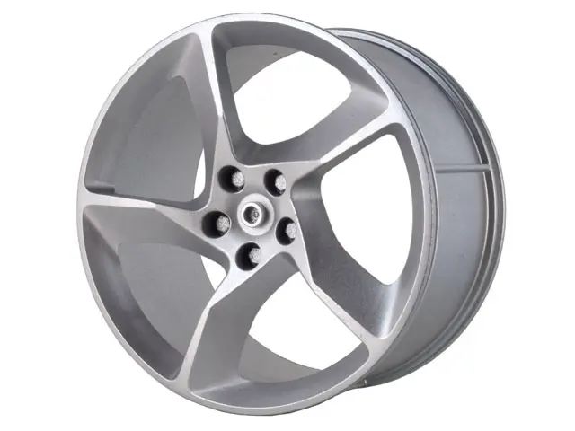Metallic Silver Wheel 75mm D. x 41mm Technic Racing Large #1 Model Left Side (Spokes Slanted Left)