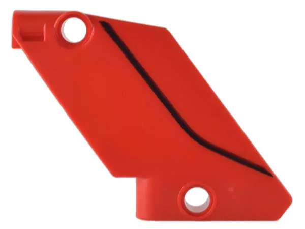 Red Technic, Panel Curved #61 5 x 7 Tapered Left with Black Curved Line Car Highlight Cover Pattern