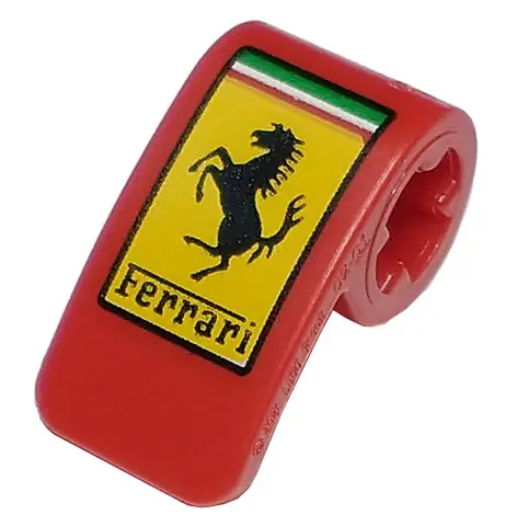 Red Technic, Panel Curved 2 x 1 x 1 with Ferrari Logo, Black Horse on Yellow Rectangle Pattern
