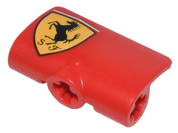 Red Technic, Panel Curved 2 x 3 x 1 with Ferrari Logo Black Horse on Yellow Shield Pattern Model Rig