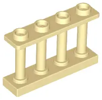 Tan Fence 1 x 4 x 2 Spindled with 4 Studs