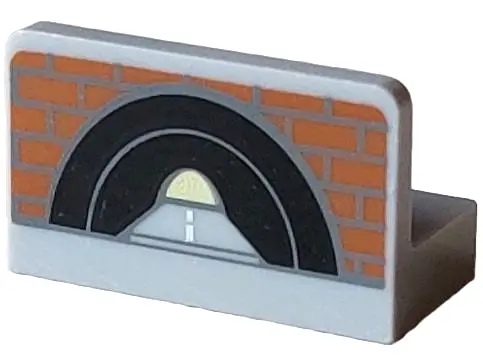 Light Bluish Gray Panel 1 x 2 x 1 with Brick Wall and Tunnel Pattern