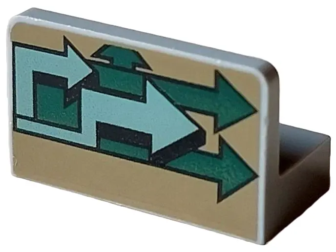 Light Bluish Gray Panel 1 x 2 x 1 with Light Blue and Green Arrow Pattern