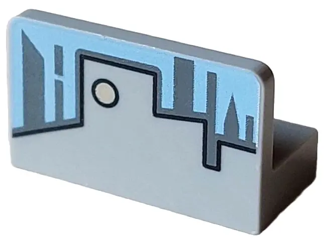 Light Bluish Gray Panel 1 x 2 x 1 with Light Blue Sky and Gray Skyline Pattern