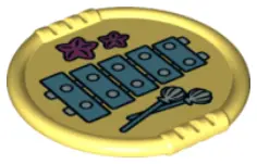 Bright Light Yellow Duplo Utensil Disk with Xylophone, Shell Mallets, and Starfish Pattern