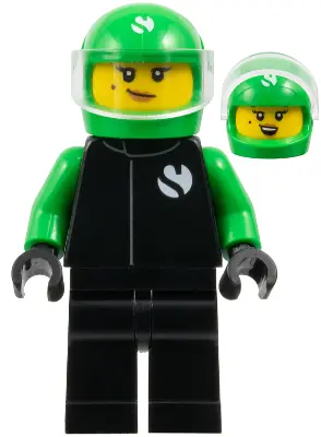 Formula 1 Driver, Sauber - Female, Black and Bright Green Racing Suit, Bright Green Helmet, Trans-Cl