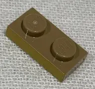 Dark Tan Plate 1 x 2 with Gold Pattern on Long Edge