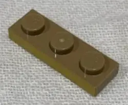 Dark Tan Plate 1 x 3 with Gold Pattern on Long Edge