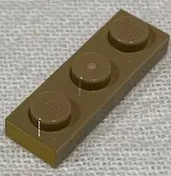 Dark Tan Plate 1 x 3 with Gold Pattern on Short Edge